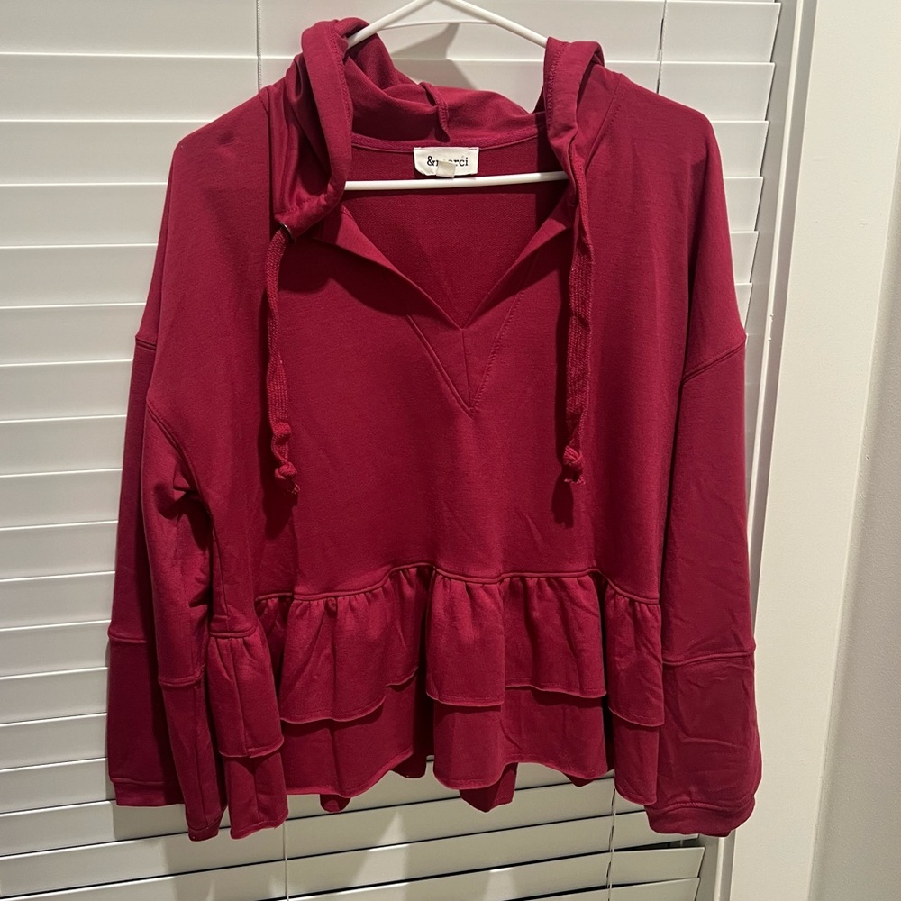 Peplum Hooded Pullover